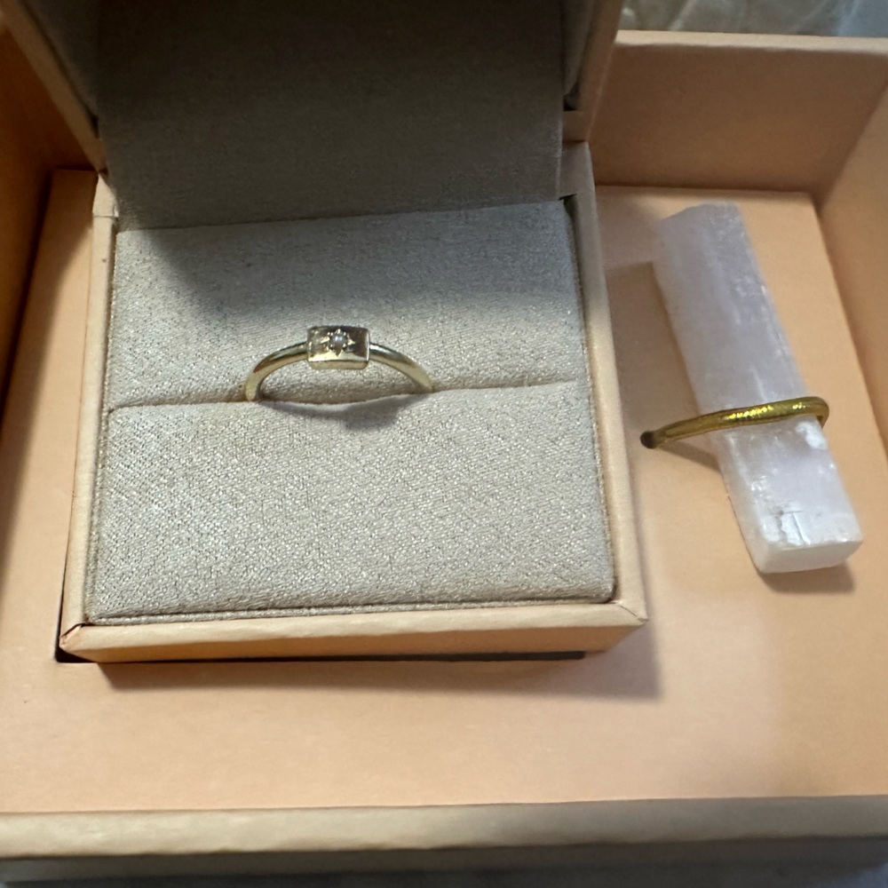 Marrow Fine Pearl Plate Stacking Ring- Size 6